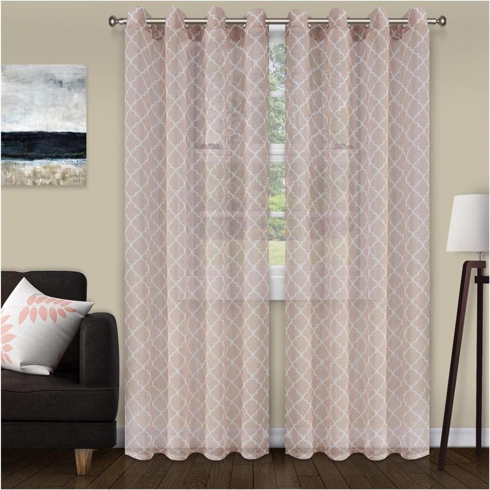 imageSuperior Embellished Poppy Sheer Curtains Window Accents Perfect For Natural Light Modern Transtitional Bohemian Floral Design with Grommets Curtain Set of 2 Panels 52quot X 108quot Leaf GreenChampagne