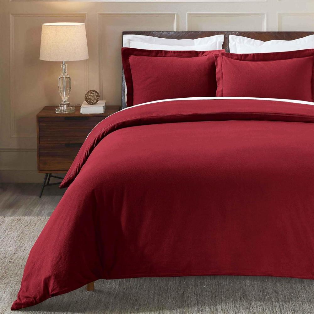 imageSuperior Extra Soft All Season 100 Brushed Cotton Flannel Solid Bedding Duvet Cover Set  Ivory KingCalifornia King SizeBurgundy