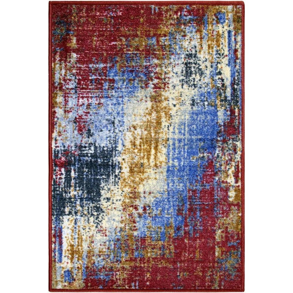 imageSuperior Fingal Modern Abstract Indoor Area Rug for Living Room Bedroom Office Kitchen Dining Washable Rugs Foam Backing Arona Collection 4 x 6 Red2 x 3