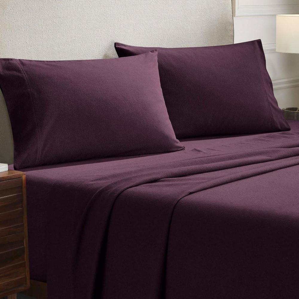 imageSuperior Flannel Cotton Pillowcase Bedding Set Set Includes 2 Pillow Covers Solid Contemporary Bedroom Accent Modern Traditional Soft Breathable and Plush Standard Navy BluePurple