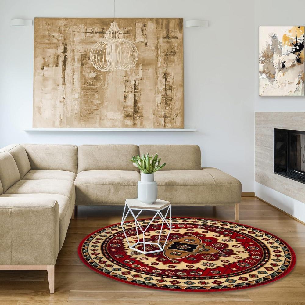imageSuperior Folk Diamond Rustic Eclectic Bohemian PowerLoomed Indoor Area Rug 3 x 5 RedRed Multi  Z