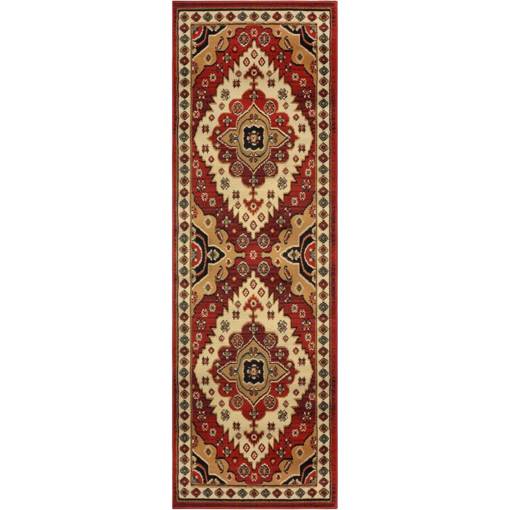 imageSuperior Folk Diamond Rustic Eclectic Bohemian PowerLoomed Indoor Area Rug 5 Round Red26 x 34 Runner