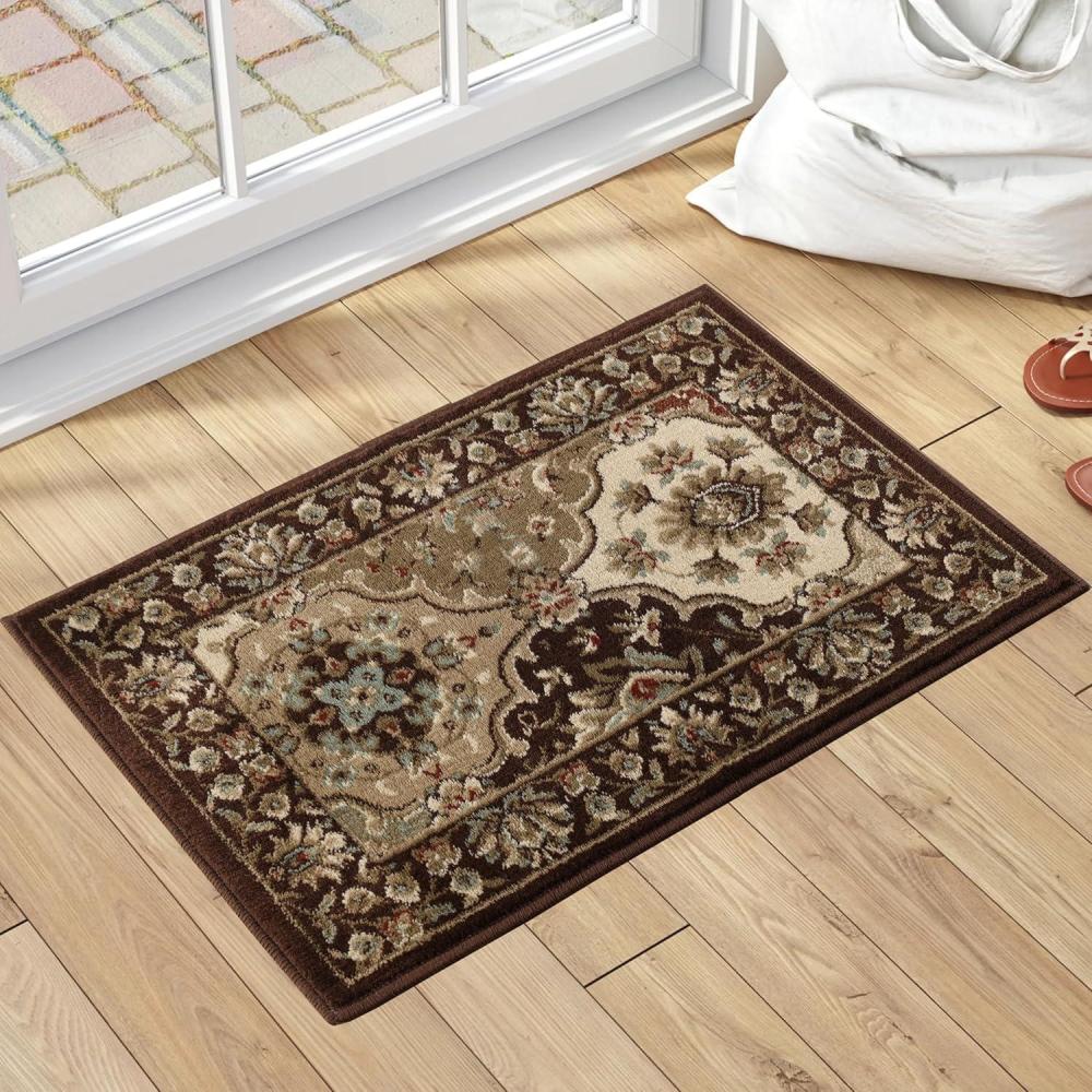 imageSuperior Goleta Classic Formal Ornamental Indoor Area Rug for Living Room Bedroom Office Kitchen Dining Washable Rugs Jute Backing Elegant Palmyra Collection 2 7quot x 8 AuburnMulticolored
