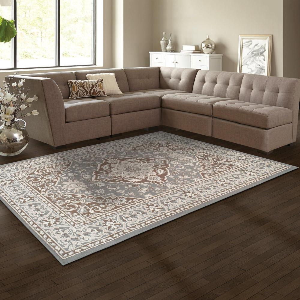 imageSuperior Hailsham Collection Area Rug for Living Room Bedroom Office Kitchen Dining Washable Rugs Foam Backing Glendale Collection 4 x 6 Grey