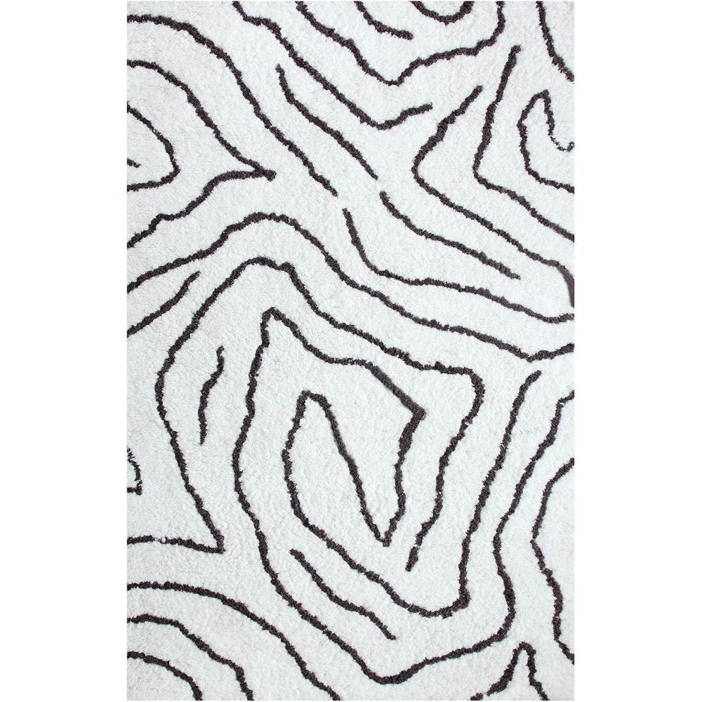 imageSuperior Hand Woven and Soft Shag Rug Carelton Collection WhiteGrey 5 feet by 8 feet 5 x 8White  Grey