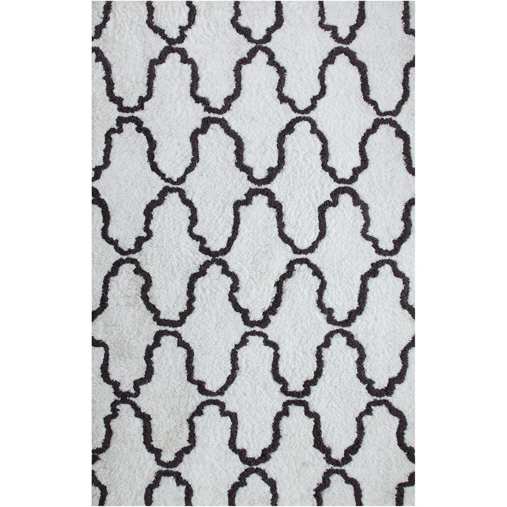 imageSuperior Hand Woven and Soft Shag Rug Trellis Collection IvoryChocolate 5 feet by 8 feet 5 x 8White  Grey
