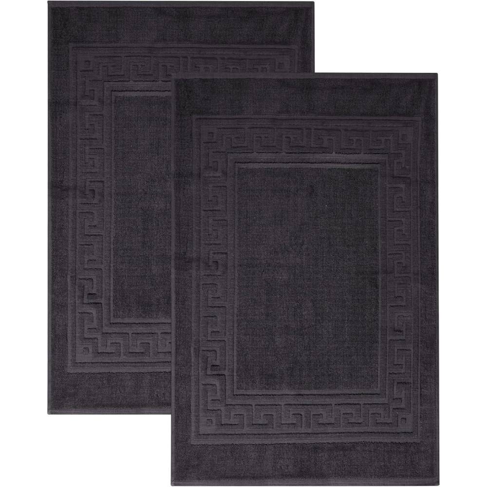imageSuperior Heavyweight Cotton Bath Mats Bath Rugs For Bathroom Accessories Washable Rug For Shower Bath Toilet Modern Decor No Backing Luxury Hotel And Spa Quality Set of 2 22quot x 35quot TaupeBlack