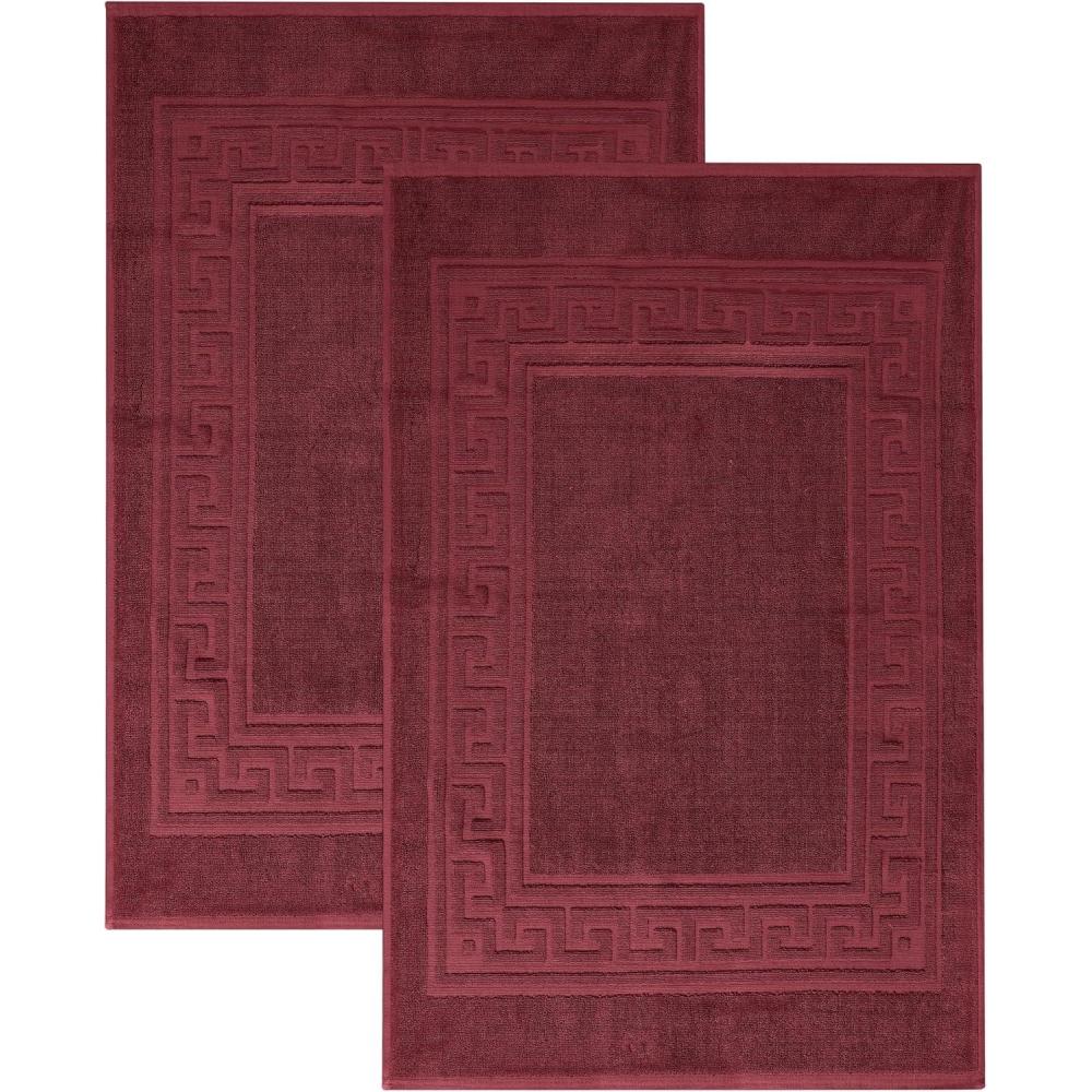 imageSuperior Heavyweight Cotton Bath Mats Bath Rugs For Bathroom Accessories Washable Rug For Shower Bath Toilet Modern Decor No Backing Luxury Hotel And Spa Quality Set of 2 22quot x 35quot TaupeBurgundy