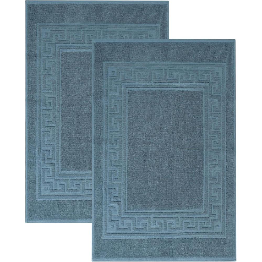 imageSuperior Heavyweight Cotton Bath Mats Bath Rugs For Bathroom Accessories Washable Rug For Shower Bath Toilet Modern Decor No Backing Luxury Hotel And Spa Quality Set of 2 22quot x 35quot TaupeSapphire