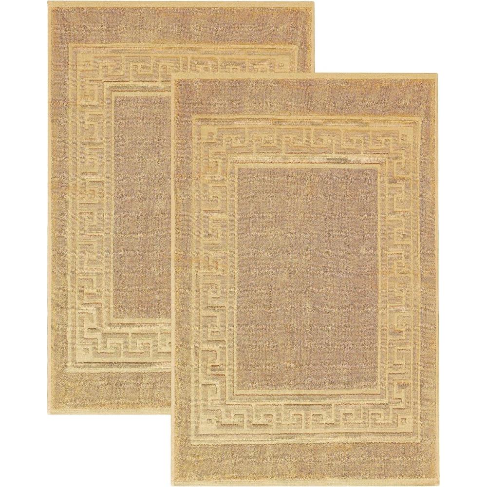 imageSuperior Heavyweight Cotton Bath Mats Bath Rugs For Bathroom Accessories Washable Rug For Shower Bath Toilet Modern Decor No Backing Luxury Hotel And Spa Quality Set of 2 22quot x 35quot TaupeGold