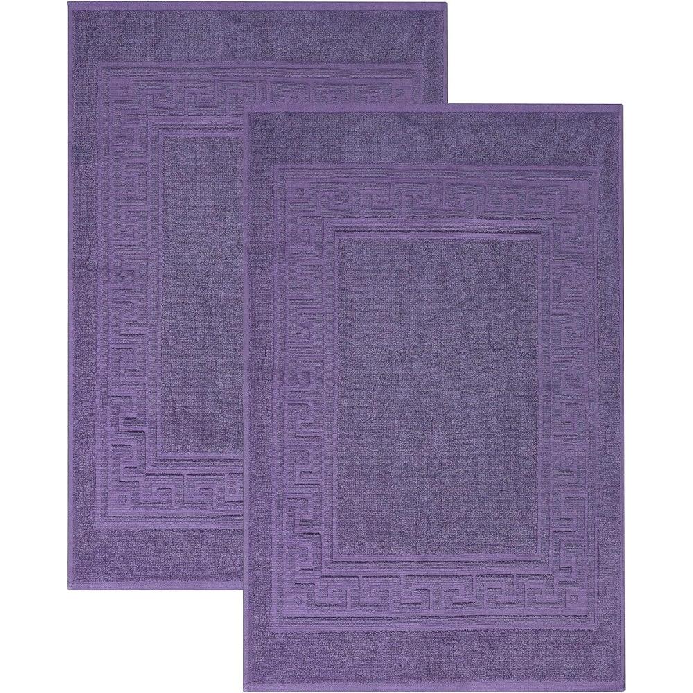 imageSuperior Heavyweight Cotton Bath Mats Bath Rugs For Bathroom Accessories Washable Rug For Shower Bath Toilet Modern Decor No Backing Luxury Hotel And Spa Quality Set of 2 22quot x 35quot TaupeRoyal Purple
