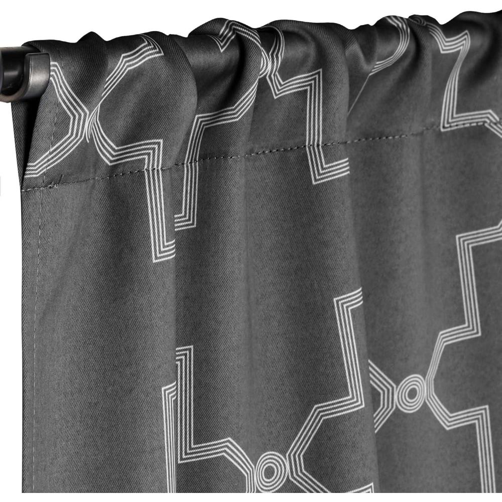 imageSuperior Imperial Trellis Quality Soft Insulated Thermal Woven Blackout Grommet Printed Curtain Panel Pair Set Of 2 52quot x 108quot  Navy BlueCharcoal