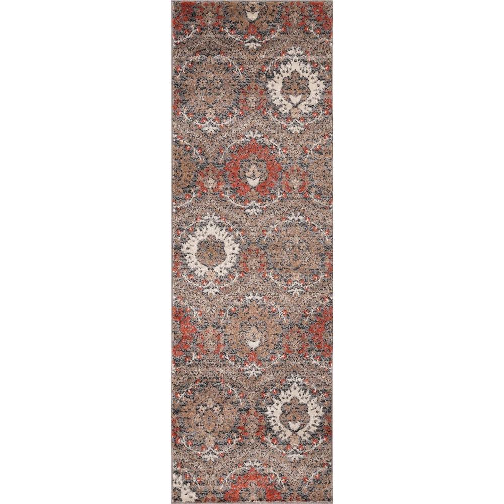 imageSuperior Indoor Area Rug Jute Backed Modern Oriental Floral Damask Floor Decor for Office Living Room Bedroom Entryway DiningKitchen Hardwood Tile Augusta Collection 8 x 10 Blue BeigeGrey Brown