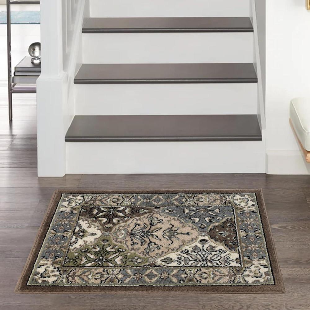 imageSuperior Indoor Area Rug Jute Backed Modern Rugs for Entryway Hallway Kitchen Office Bedroom LivingDining Room Nursery Artistic Neutral Damask Paloma Collection 6 x 9 ChocolateChocolate