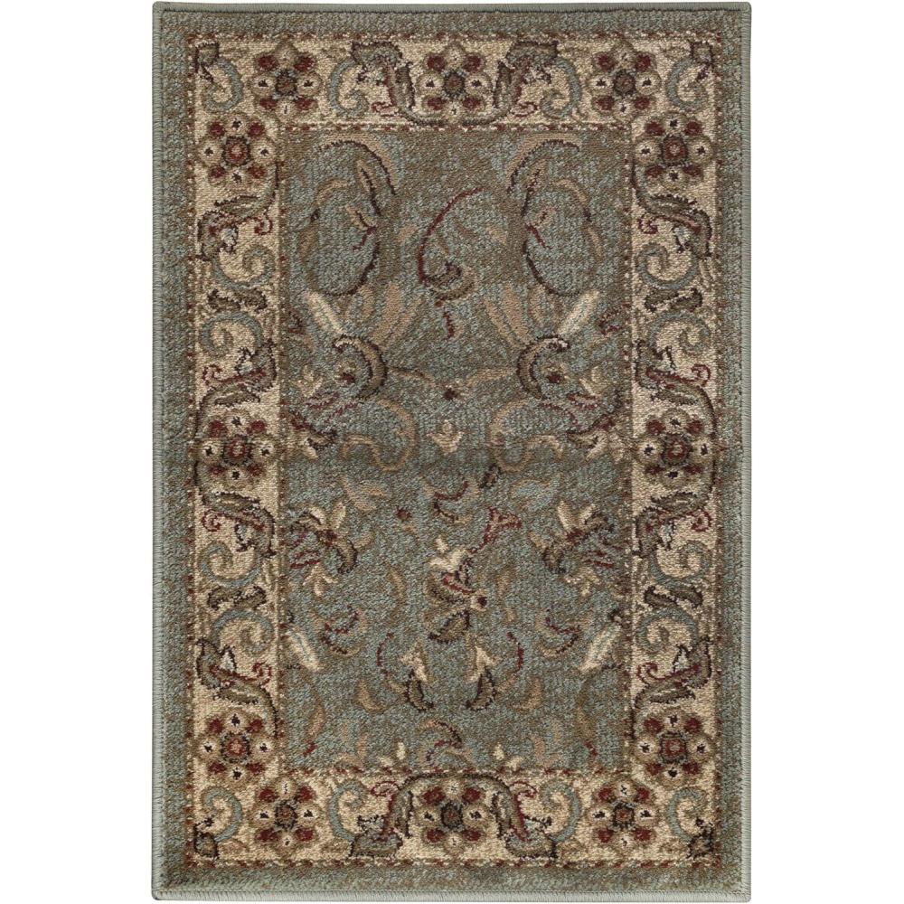 imageSuperior Indoor Area Rug Jute Backed Rugs for Bedroom LivingDining Room Office Kitchen Traditional Floral Scroll Floor Decor Heritage Collection Ivory 9 x 12Dark Green