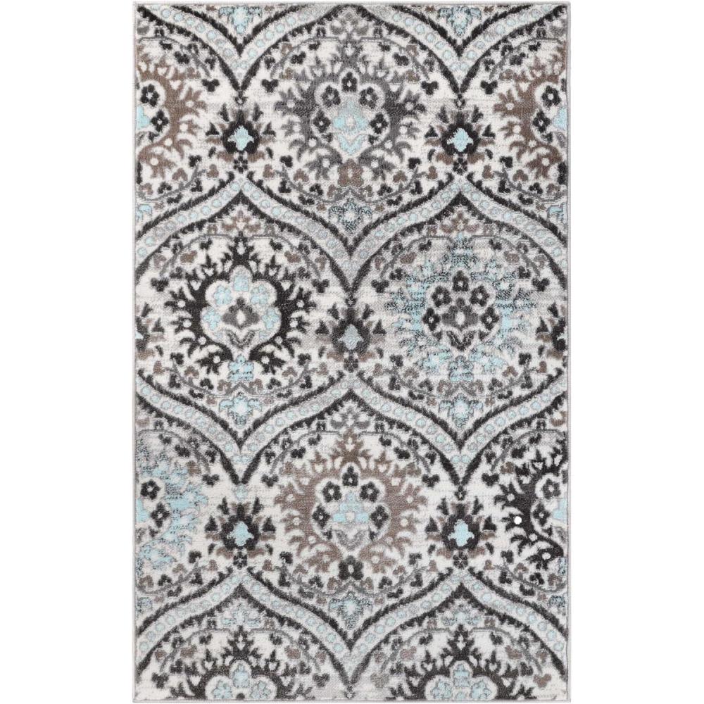 imageSuperior Indoor Area Rug Jute Backing Modern Aesthetic Vintage Floral Oriental Rugs Home Decor for Entry Dining Kitchen Augusta Collection 8 x 8 BeigeBrownTurquoise