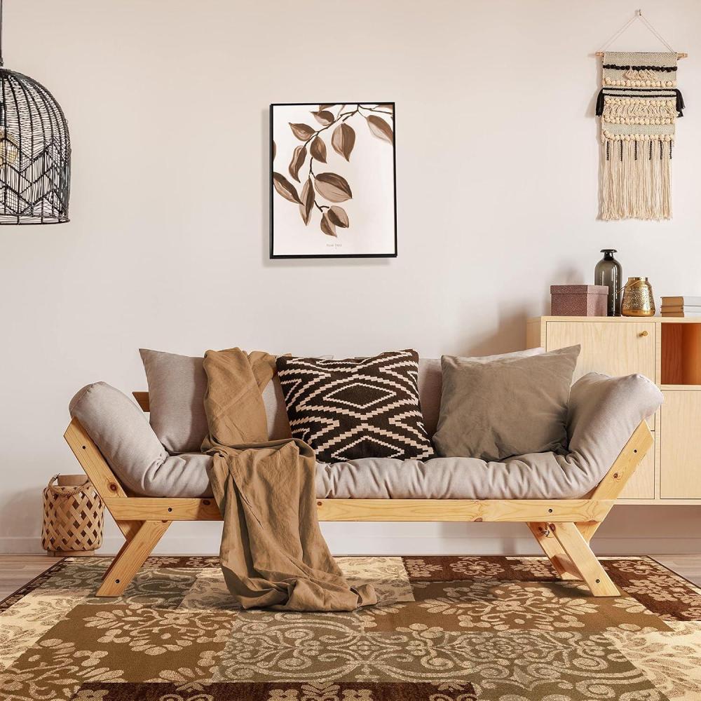 imageSuperior Indoor Area Rug Jute Backing Modern Farmhouse Floral Color Block Ideal for Entryway Living Room Kitchen Bedroom Hallway Floor Cover Rockhill Collection 5 x 8 BeigeBeige