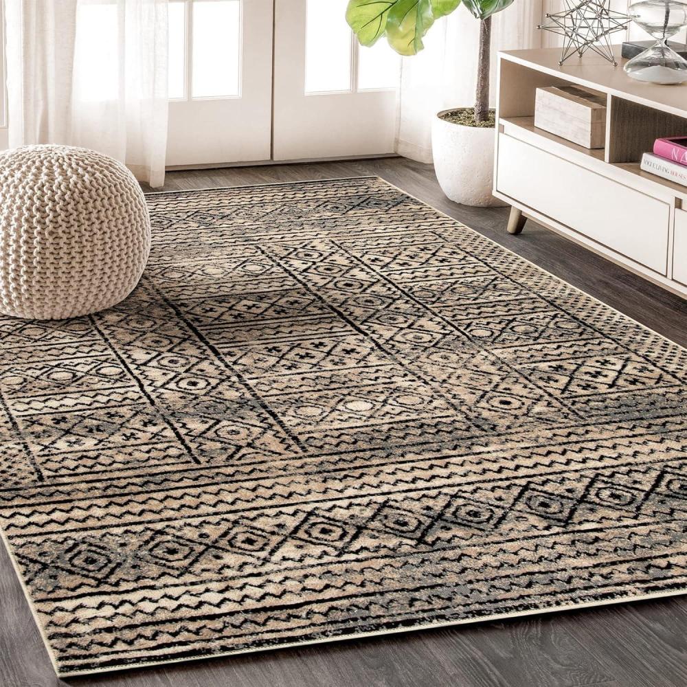 imageSuperior Indoor Area Rug Jute Backing Modern Plush Rugs for Entryway Living Room Kitchen Floors Bedroom Hallway Office Floor Cover Abstract Rugs Cobblestone Collection4 x 6 Brown BeigeBaby Blue  Z