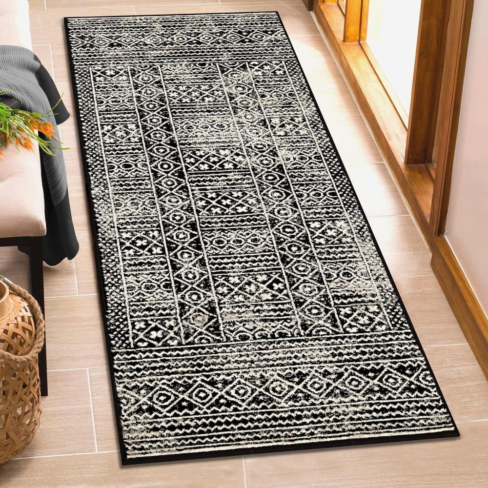 imageSuperior Indoor Area Rug Jute Backing Modern Plush Rugs for Entryway Living Room Kitchen Floors Bedroom Hallway Office Floor Cover Abstract Rugs Cobblestone Collection4 x 6 Brown BeigeBlack