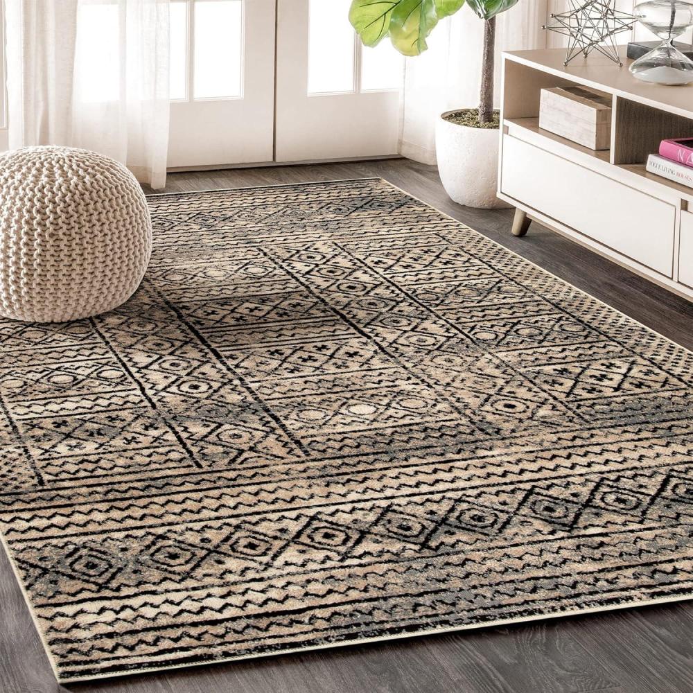 imageSuperior Indoor Area Rug Jute Backing Modern Plush Rugs for Entryway Living Room Kitchen Floors Bedroom Hallway Office Floor Cover Abstract Rugs Cobblestone Collection4 x 6 Brown Beige8 X 10