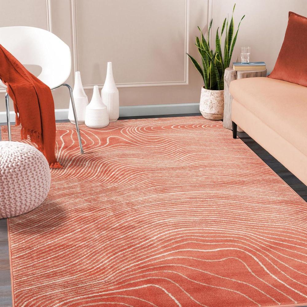 imageSuperior Indoor Area Rug Jute Backing Plush Carpet Cover for Hallways Entry Office Plush Floor Cover Modern Wood Grain Abstract Lines Veer Collection 8 x 10 BlackCoral