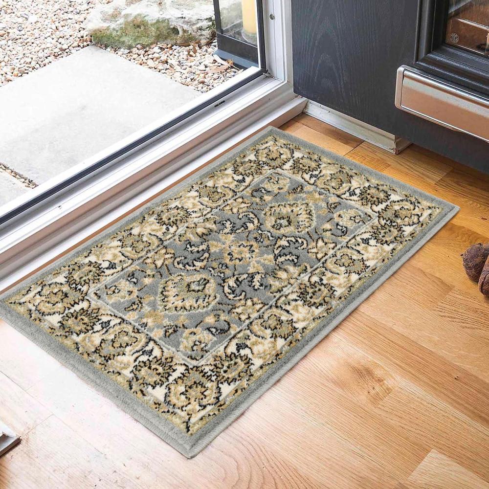 imageSuperior Indoor Area Rug Jute Backing Plush Floral Rugs for Entryway Kitchen Floors Office Floor Cover Traditional Oriental Rugs Lille Collection 5 x 8 BrownGrey