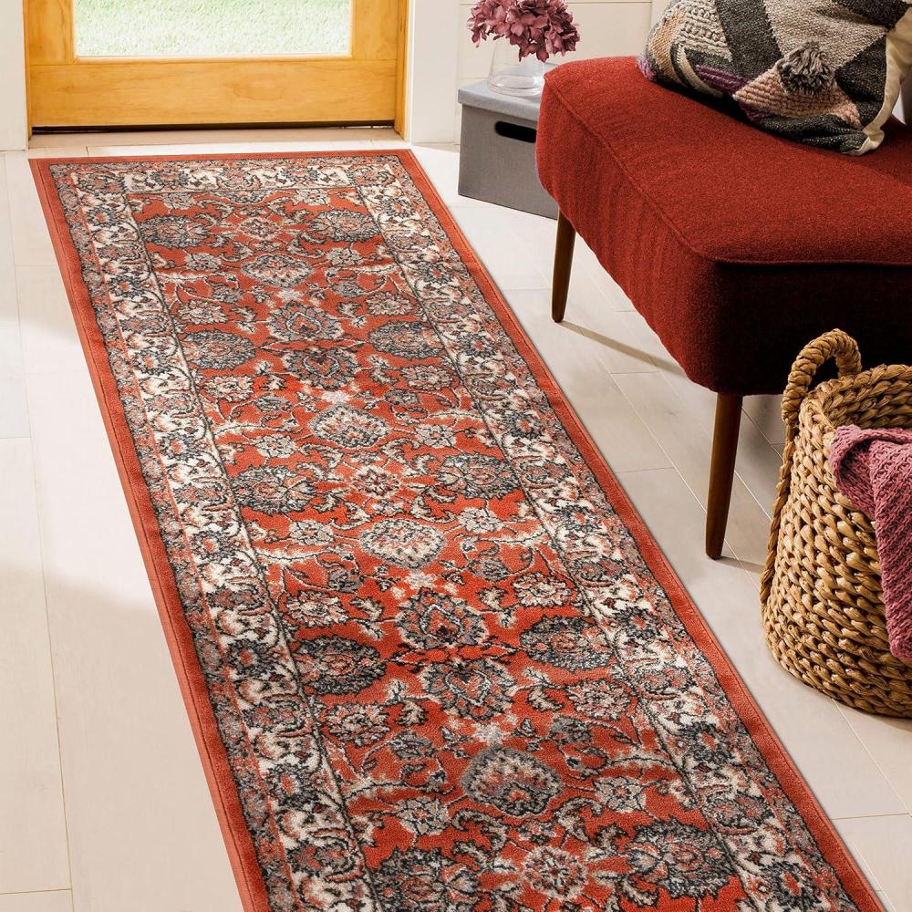 imageSuperior Indoor Area Rug Jute Backing Plush Floral Rugs for Entryway Kitchen Floors Office Floor Cover Traditional Oriental Rugs Lille Collection 5 x 8 BrownBrownsalmon