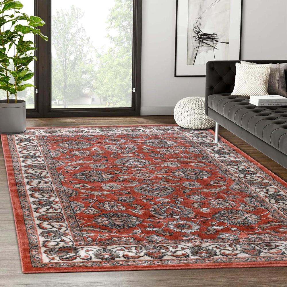 imageSuperior Indoor Area Rug Jute Backing Plush Floral Rugs for Entryway Kitchen Floors Office Floor Cover Traditional Oriental Rugs Lille Collection 5 x 8 BrownSalmon  Z