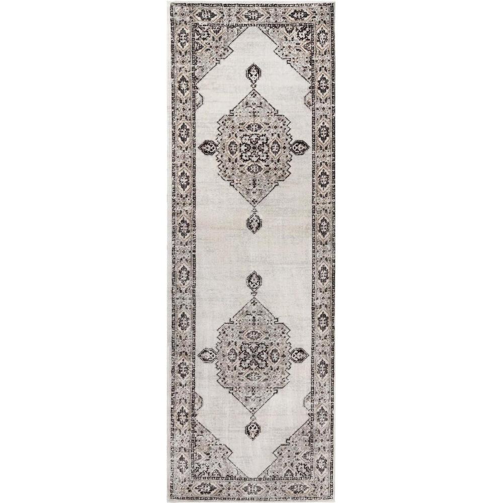imageSuperior Indoor Area Rug Jute Backing Traditional Medallion Rugs for Entry Kitchen Floors Plush Floor Cover Floral Scroll Border Rug Kensington Collection 3 x 5 BrownGrey Ivory