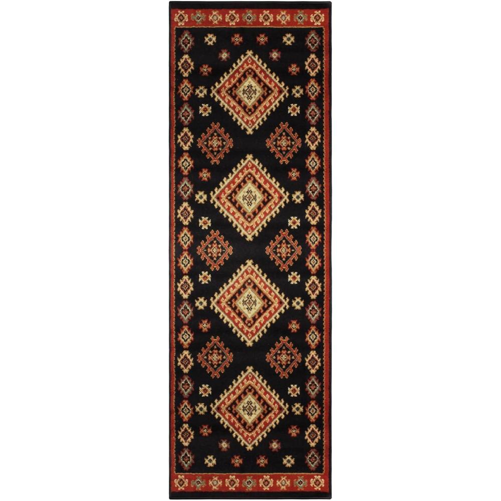 imageSuperior Indoor Area Rug Jute Backing Traditional Medallion Rugs for Entry Kitchen Floors Plush Floor Cover Floral Scroll Border Rug Kensington Collection 3 x 5 BrownBlack