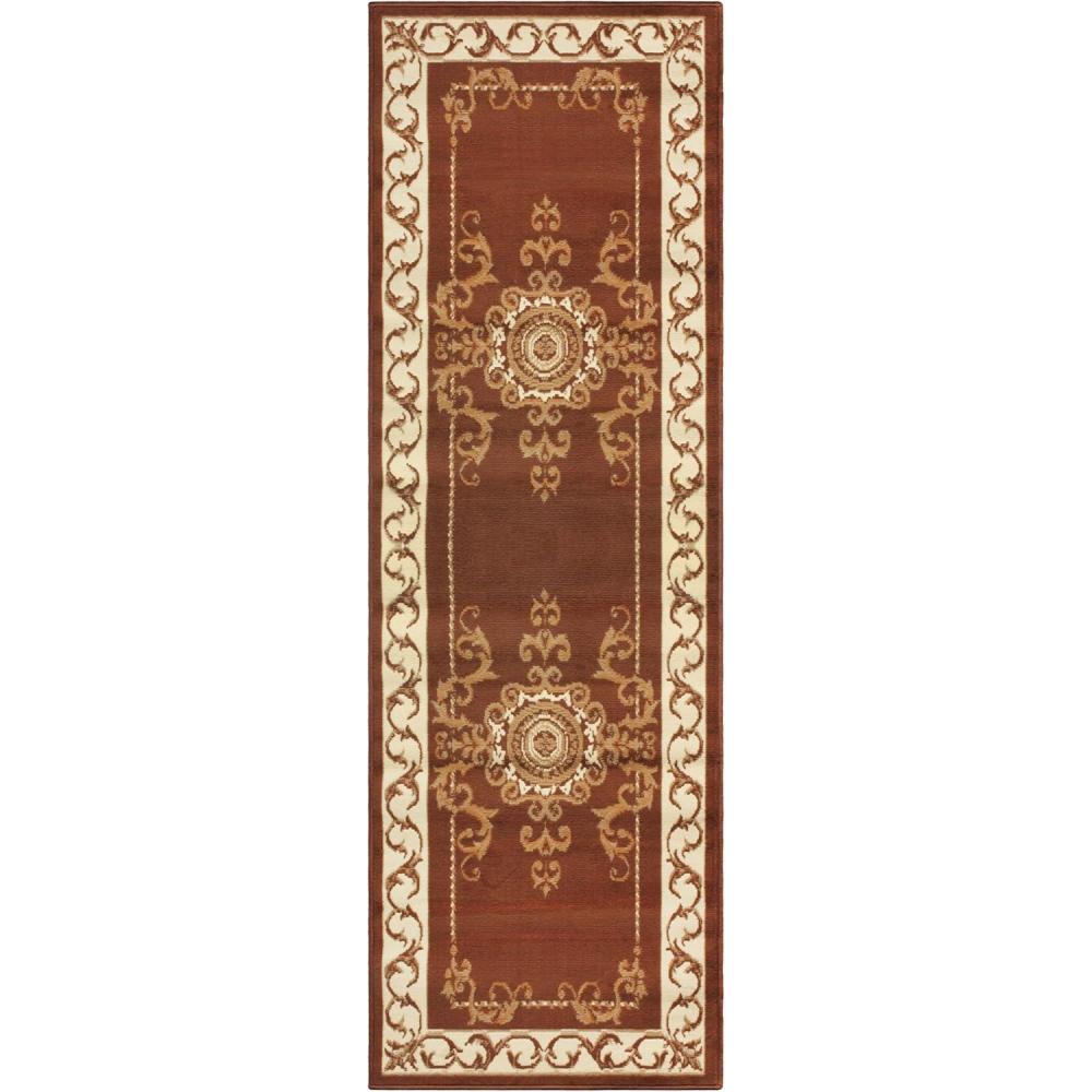 imageSuperior Indoor Area Rug Jute Backing Traditional Medallion Rugs for Entry Kitchen Floors Plush Floor Cover Floral Scroll Border Rug Kensington Collection 3 x 5 BrownBrown Ivory
