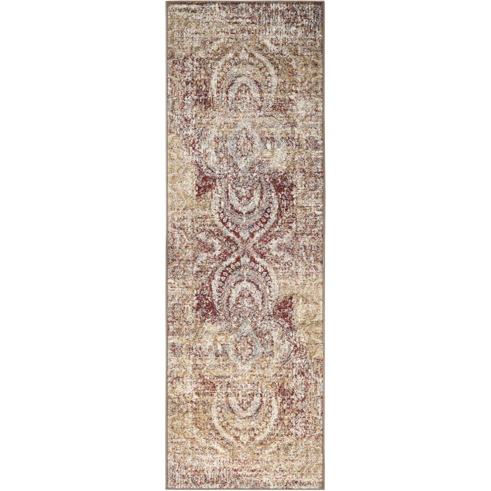 imageSuperior Indoor Area Rug Jute Backing for Kids or Pets Entryway Living Room Kitchen Dorm Bedroom Hallway Plush Rugs Vintage Abstract Medallion Salford Collection 9 x 12 MaroonMaroon