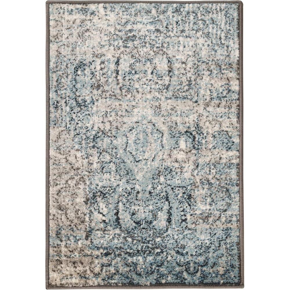 imageSuperior Indoor Area Rug Jute Backing for Kids or Pets Entryway Living Room Kitchen Dorm Bedroom Hallway Plush Rugs Vintage Abstract Medallion Salford Collection 9 x 12 MaroonBluebeige
