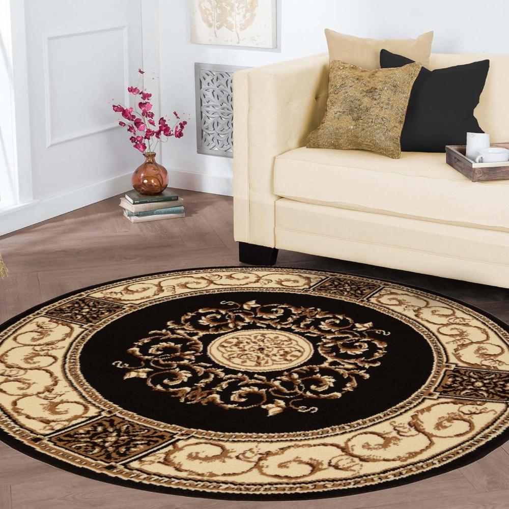 imageSuperior Indoor Area Rug Plush Carpet Cover Traditional Oriental Medallion Perfect for Hallway Entryay Living Dining Bedroom Office Kitchen Medallion Collection 10 x 14 Midnight BlueCoffee  Z
