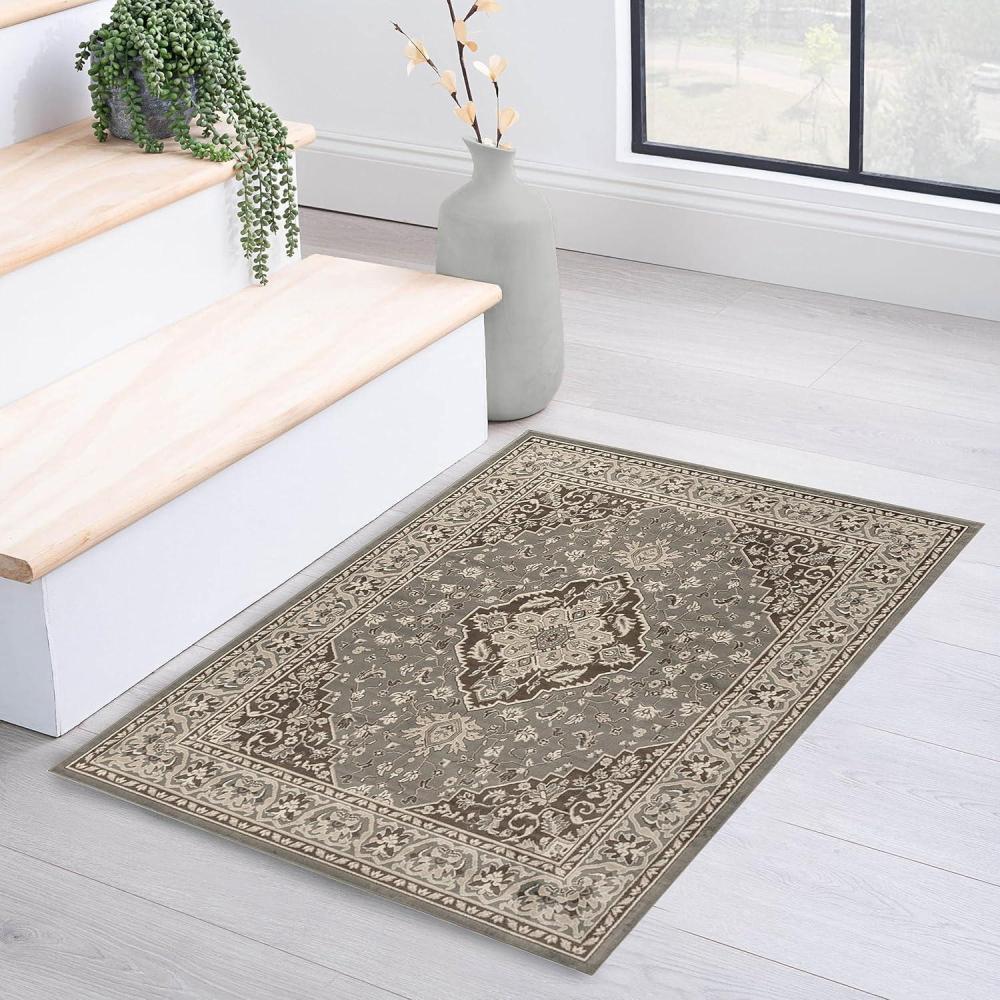 imageSuperior Indoor Area Rug Plush Carpet Cover Traditional Oriental Medallion Perfect for Hallway Entryway Living Room Dining Bedroom Office Kitchen Glendale Collection 2x3 BlueGrey