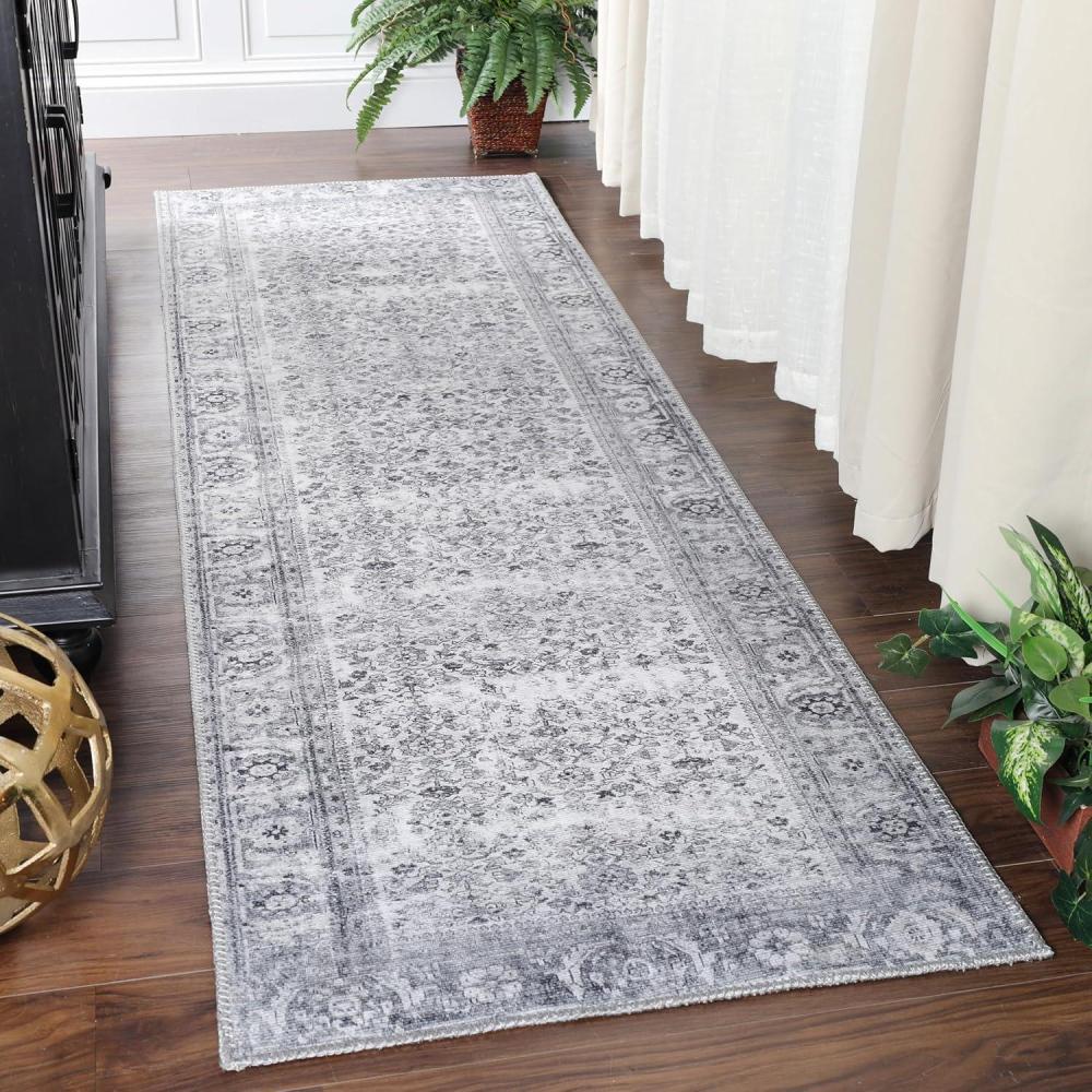 imageSuperior Indoor Area Rug for Home Floor Bedroom LivingDining Room Office Unique Soft Cotton Backed Oriental Vintage Medallion Decor Roan Collection 7 6quot x 9 6quot Garnet RedUma  Charcoal
