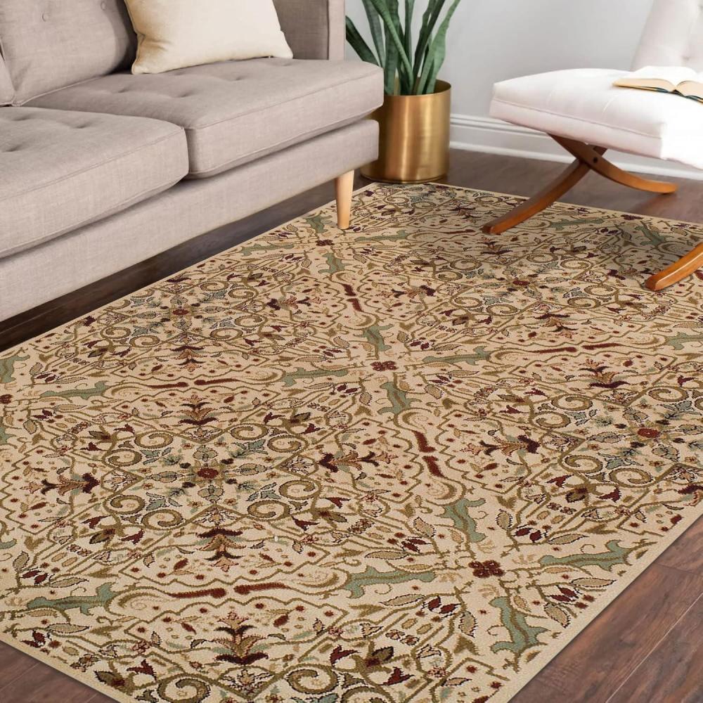 imageSuperior Indoor Area Rug or Runner Jute Backing Traditional Floral Scroll Medallion Ideal for Entryway Living Room Kitchen Bedroom Hallway Floor Cover Astral Collection 2 7quot x 8 Beige RedBrown Beige