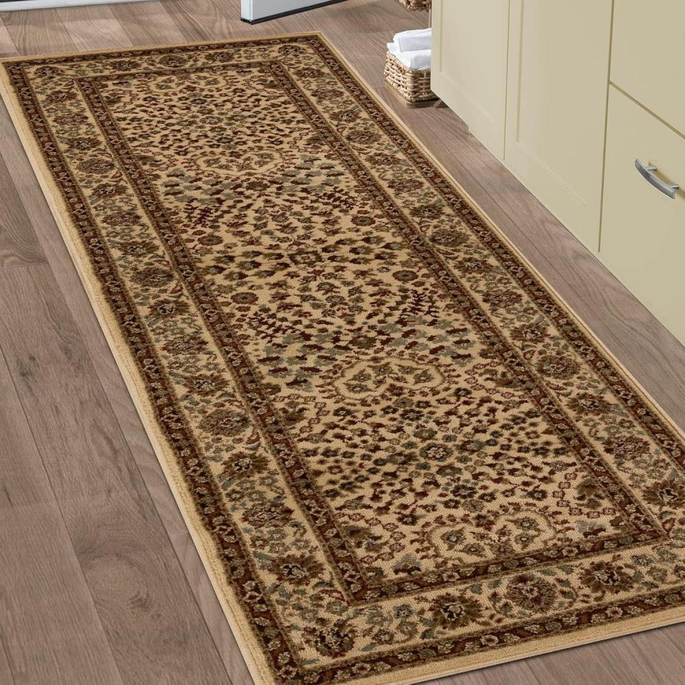 imageSuperior Indoor Area Rug or Runner Jute Backing Traditional Floral Scroll Medallion Ideal for Entryway Living Room Kitchen Bedroom Hallway Floor Cover Astral Collection 2 7quot x 8 Beige RedBeige Brown