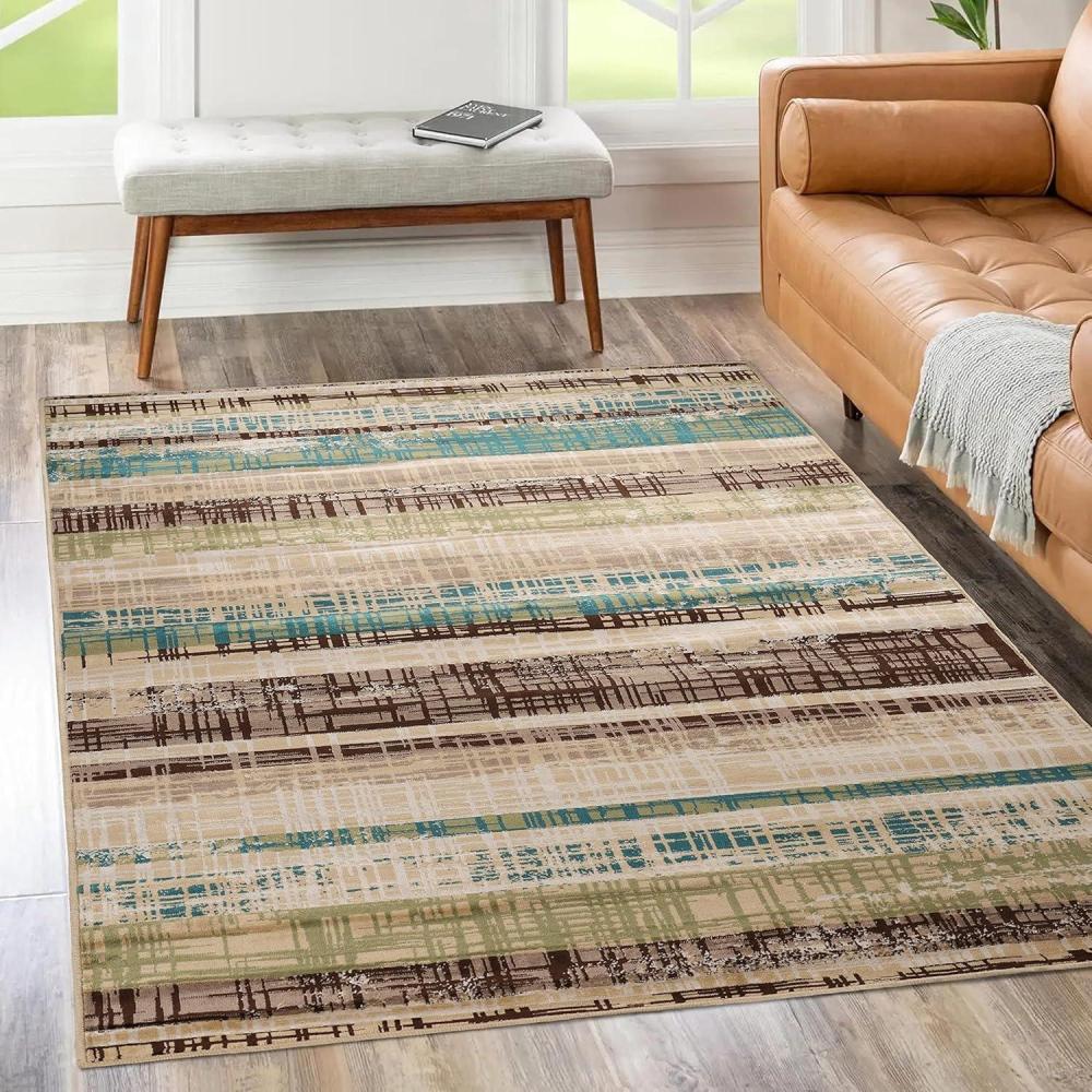 imageSuperior Indoor Area Rug or Runner Modern Abstract Floor Decor Soft Plush Rugs Aesthetic Home Accessories For Living Room Bedroom Office Kitchen Dining Cullen Collection 2 x 3 Brown BlackChocolate  Z