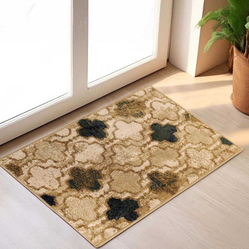 imageSuperior Indoor Area Runner Jute Backed Perfect for Hallway Living Dining Room Bedroom Office Kitchen Entryway Modern Geometric Trellis Floor Decor Viking Collection 2 7quot x 8 GreenCream