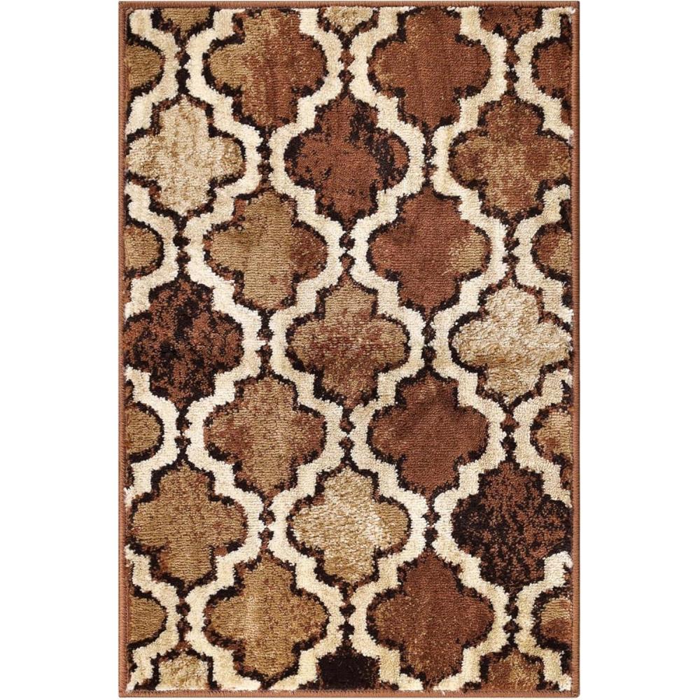 imageSuperior Indoor Area Runner Jute Backed Perfect for Hallway Living Dining Room Bedroom Office Kitchen Entryway Modern Geometric Trellis Floor Decor Viking Collection 2 7quot x 8 GreenBrown