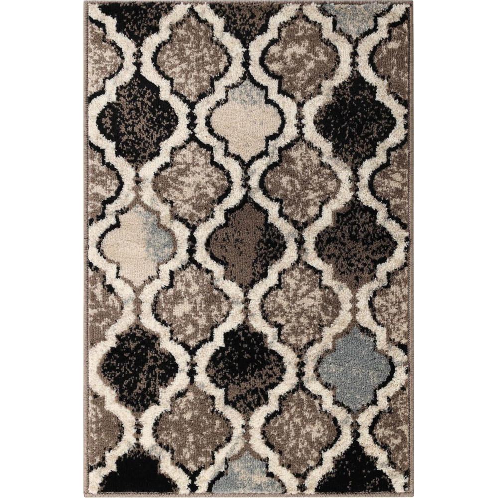 imageSuperior Indoor Area Runner Jute Backed Perfect for Hallway Living Dining Room Bedroom Office Kitchen Entryway Modern Geometric Trellis Floor Decor Viking Collection 2 7quot x 8 GreenB Ivory