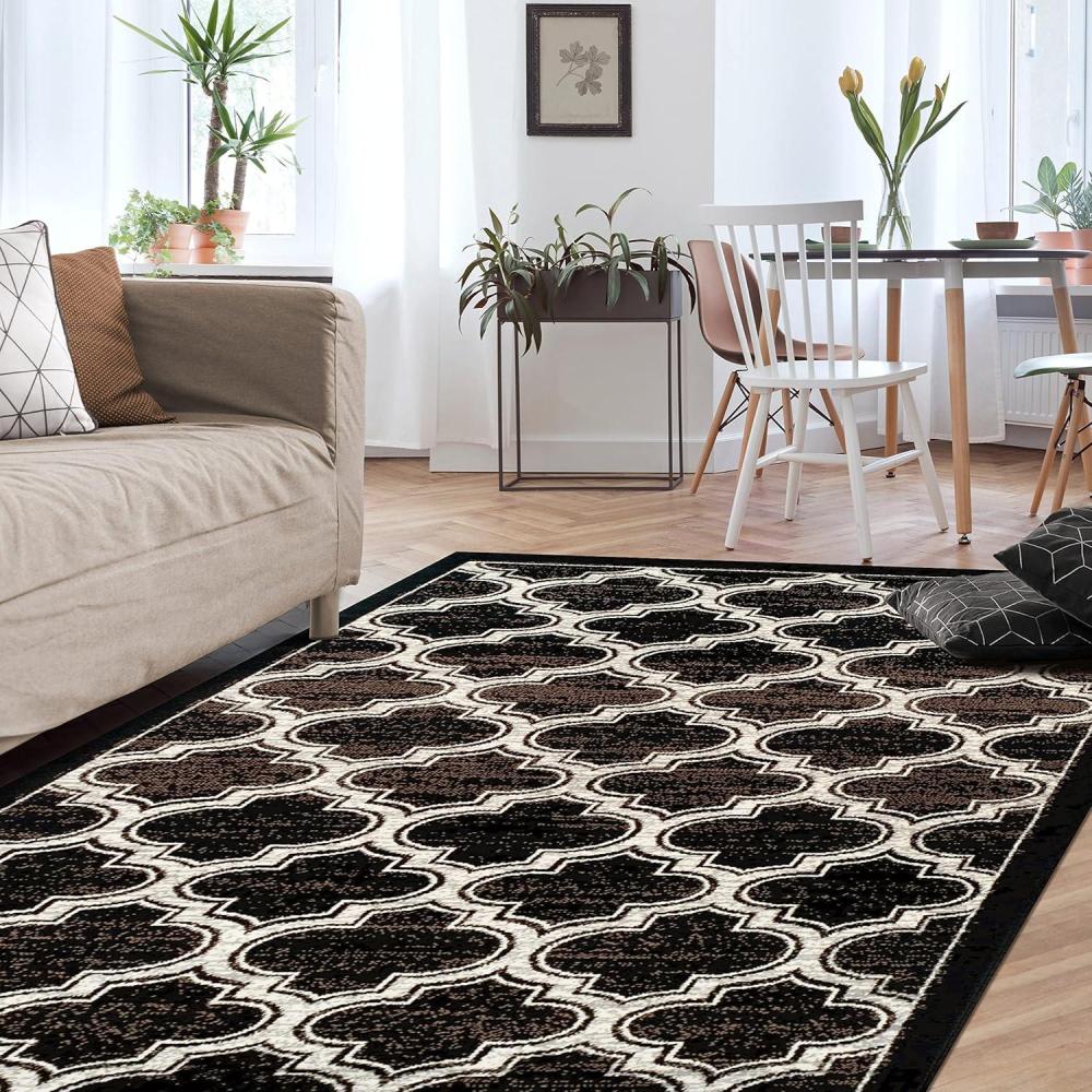 imageSuperior Indoor Boho Small Area Rug with Jute Backing for Kitchen Bedroom Living Room Entryway Hallway Dorm Perfect for Hardwood Floors Bohemian Trellis Collection 2 x 3 ApricotBlack