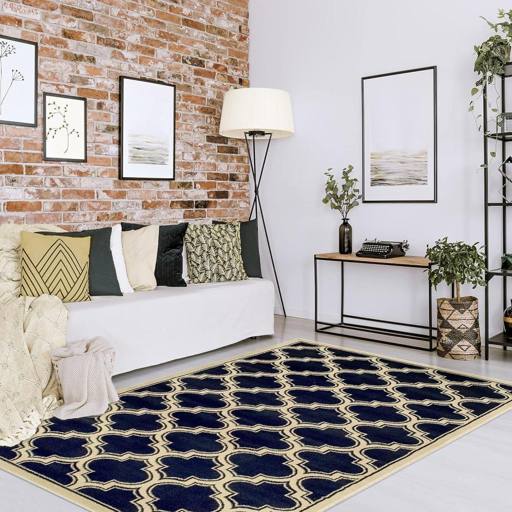 imageSuperior Indoor Boho Small Area Rug with Jute Backing for Kitchen Bedroom Living Room Entryway Hallway Dorm Perfect for Hardwood Floors Bohemian Trellis Collection 2 x 3 ApricotBlue