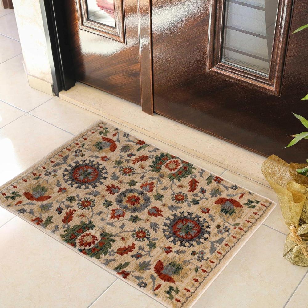 imageSuperior Indoor Large Area Rug Jute Backing Rugs for Living Room Dining Room Kitchen Office Entryway Unique Vintage Botanical Home Floor Decor Gulistan Collection 5 x 8 Ivory2 x 3 Rectangular