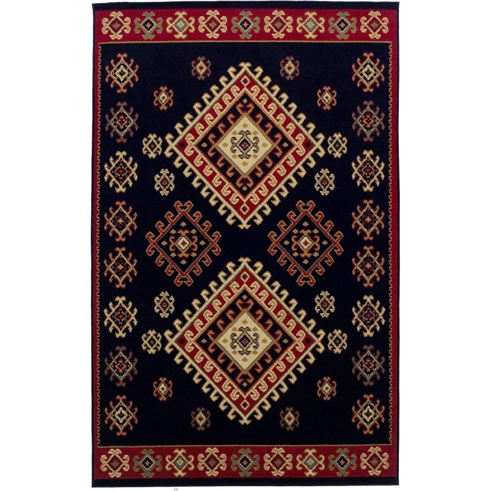 imageSuperior Indoor Large Area Rug with Jute Backing Bohemian Geometric Rugs for Home Bedroom Living Room Kitchen Entryway Office Southwestern Floor Decor Santa Fe Collection 6 x 9 RedBlack