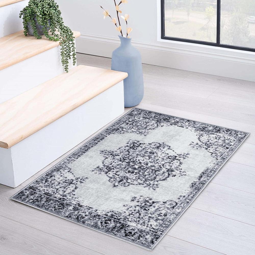 imageSuperior Indoor Large Area Rug with Jute Backing Modern Floral Damask Floor Decor for LivingDining Room Bedroom Farmhouse Kitchen Entryway Office Danvers Collection 27quot x 8 BrownGrey