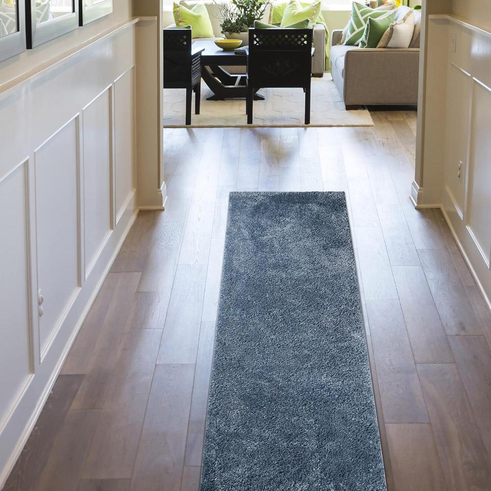 imageSuperior Indoor Large Shag Area Rug with Cotton Backing Ultra Plush and Soft Fuzzy Rugs for Living Room Bedroom Office Playroom Kids Home Floor Decor Berlin Collection 4 X 6 SilverBlue