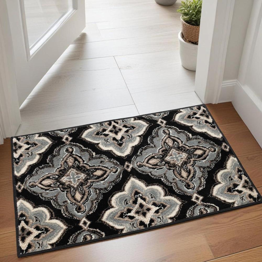 imageSuperior Indoor NonSlip Runner Rug Modern Overdyed Machine Washable Rugs Home Floor Decor For Entryway Office Bedroom LivingDining Kitchen Angeles Collection GreenBeige 2 7quot x 8Black