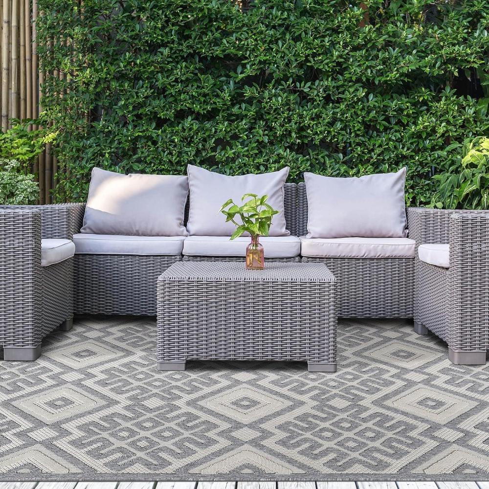 imageSuperior Indoor Outdoor Area Rug Floor Decor Perfect for Patio Bedroom Kitchen Living Room Entryway Playroom Nursery Carpet Cover Diamonds Sterling Collection 7 10quot x 9 10quot GreySterling  Cream